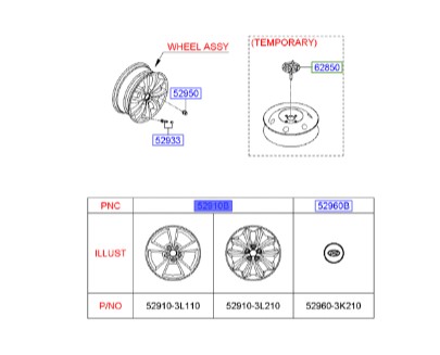 رینگ چرخ هیوندای آزرا  Hyundai/KIA Genuine Parts – MOBIS    529103L400