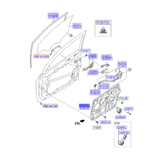 ریل شیشه بالابر جلو چپ هیوندای سوناتا_Hyundai/KIA Genuine Parts – MOBIS     YF  824713S000
