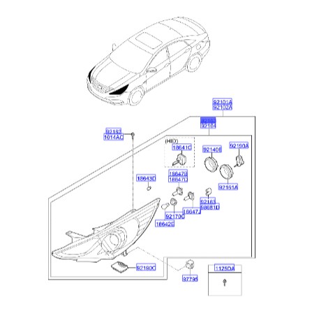 چراغ جلو چپ هیوندای سوناتا  Hyundai/KIA Genuine Parts – MOBIS   921033S020