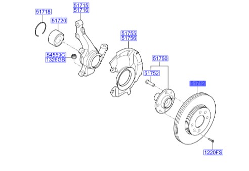 دیسک چرخ جلو   Hyundai/KIA Genuine Parts – MOBIS   I20  51712C8000 