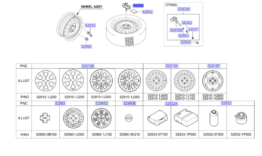 زاپاس بند هیوندای Hyundai/KIA Genuine Parts – MOBIS    I20  628501G000