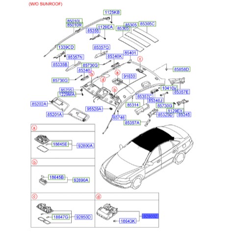 چراغ  سقف جلویی آزرا 2007 928203L100J9