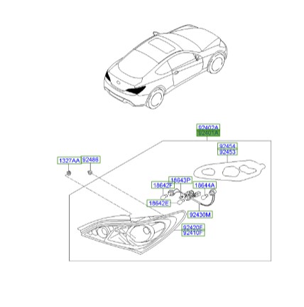 چراغ خطر عقب گلگیر چپ هیوندای  جنسیس_کوپه   924012M010