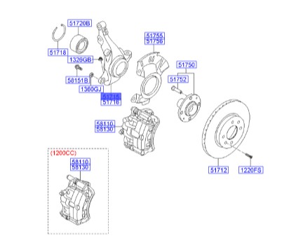 سگ دست جلو چپ I20  517151J100 