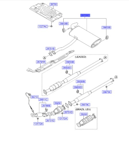 منبع اگزوز عقب   Hyundai/KIA Genuine Parts – MOBIS   IX35    287002S101 