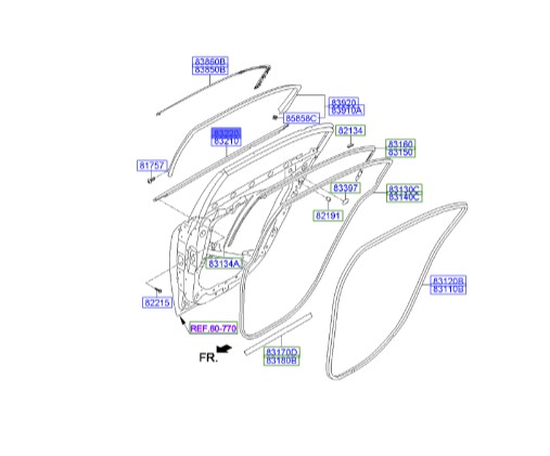 زه آبگیر در عقب راست هیوندای جنسیس  Hyundai/KIA Genuine Parts – MOBIS    832203M010