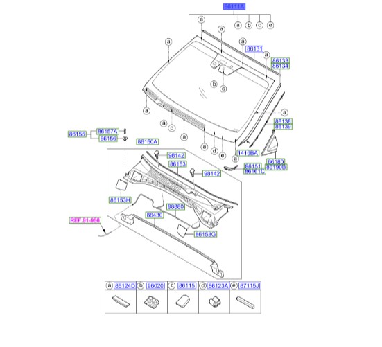 شیشه IX45 جلو  861112W300