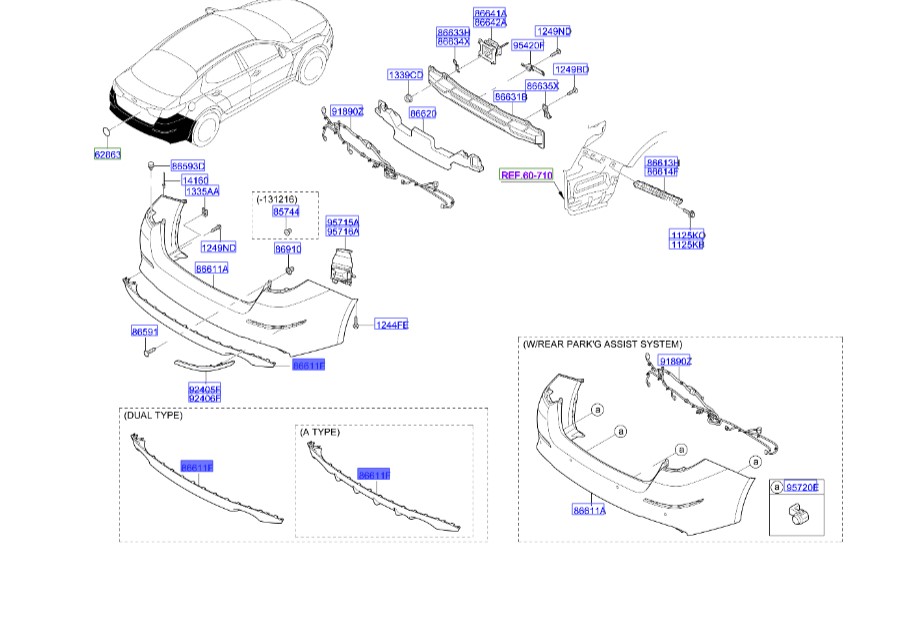 کاور پایینی سپر عقب اپتیما 2014 | Hyundai/KIA Genuine Parts | اپتیما TF مدل 2011 تا 2015