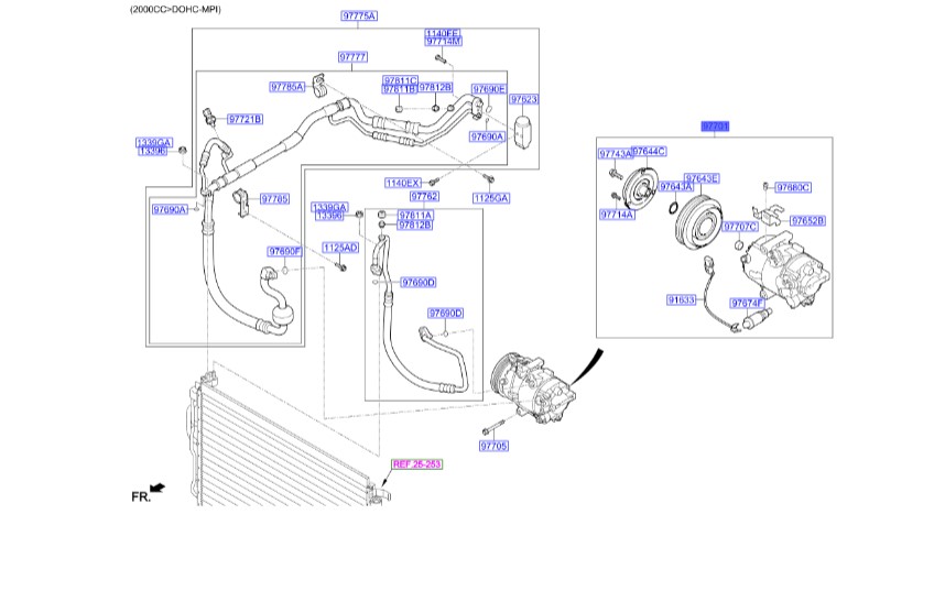 کمپرسور کولر النترا هیوندای و کسا سراتو yd 97701F2800
