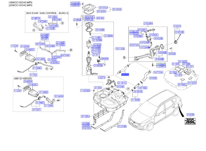 لوله باک بنزین Hyundai/KIA Genuine Parts – MOBIS    I30  310372L000 