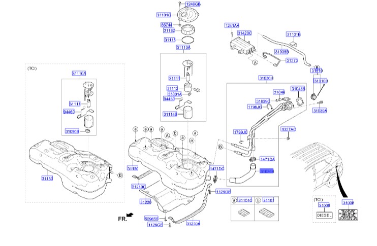 لوله باک Hyundai/KIA Genuine Parts – MOBIS  310362S100   ix35    