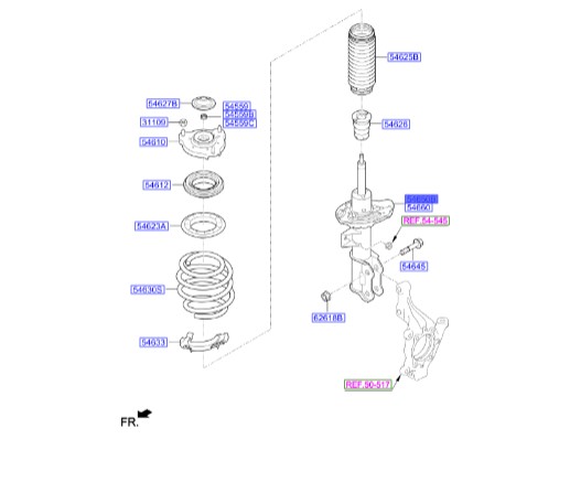 کمک جلو چپ سوناتا ال اف    Hyundai/KIA Genuine Parts – MOBIS    54650C1050 