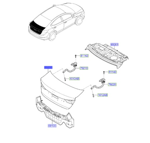 در صندوق هیوندای النترا  Hyundai/KIA Genuine Parts – MOBIS   69200F2060