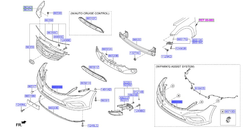 سپر جلو هیوندای آزرا  Hyundai/KIA Genuine Parts – MOBIS   865113V000