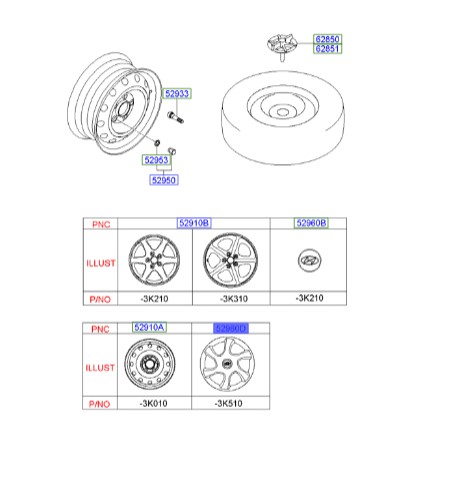 رینگ چرخ سوناتا  Hyundai/KIA Genuine Parts – MOBIS    529603K510