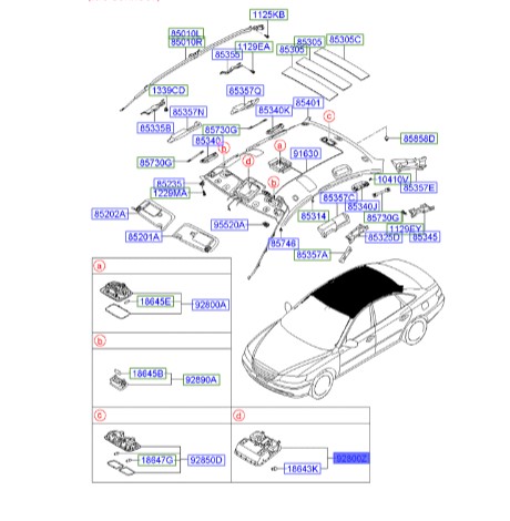 چراغ سقف بالای کنسول وسط هیوندای آزرا   Hyundai/KIA Genuine Parts – MOBIS    928203L101X6