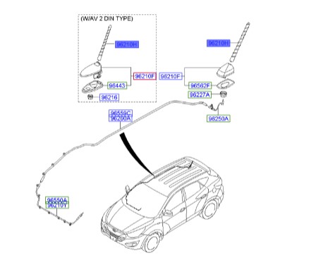 آنتن میل تکی Hyundai/KIA Genuine Parts – MOBIS    IX35  962152J000 