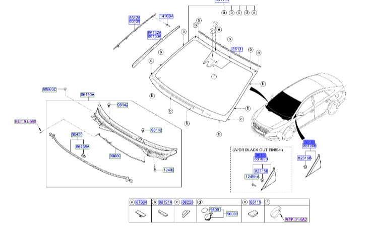 سه گوش بغل آینه چپ هیوندای سوناتا_Hyundai/KIA Genuine Parts – MOBIS  LF  86180C1100