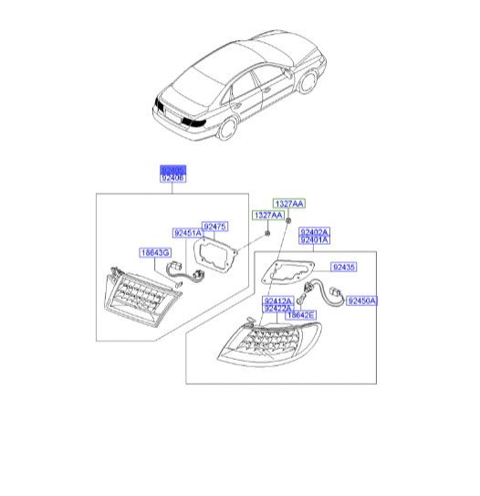 چراغ خطر عقب صندوق چپ آزرا هیوندای   924033L012