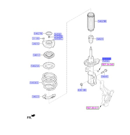 کمک جلو چپ سوناتا Hyundai/KIA Genuine Parts – MOBIS   54650C1000 