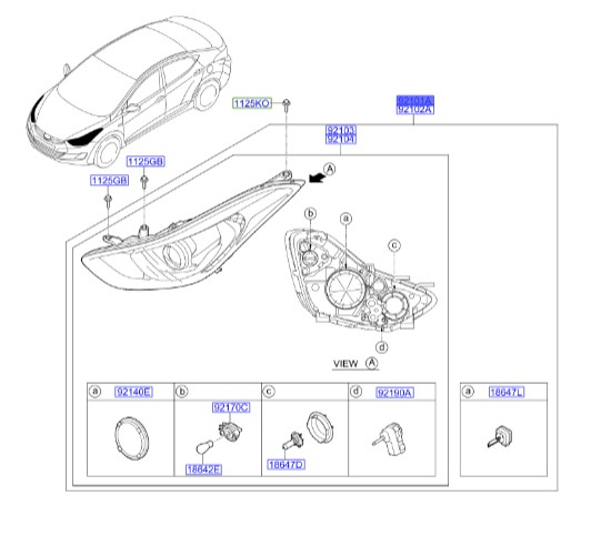 چراغ جلو راست هیوندای ولستر  Hyundai/KIA Genuine Parts – MOBIS    921022V120