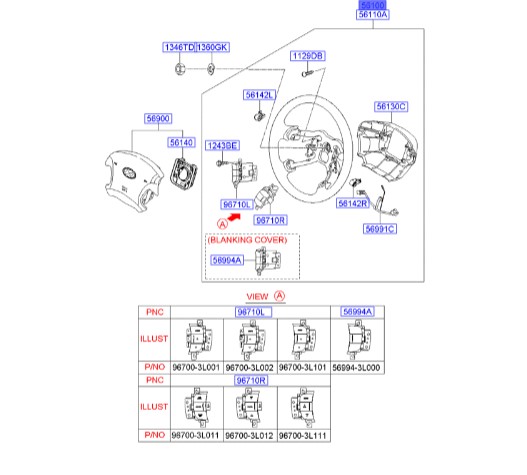 فرمان هیوندای آزرا  Hyundai/KIA Genuine Parts – MOBIS   561103L902WK