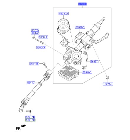 تلسکوپی فرمان هیوندای النترا     Hyundai/KIA Genuine Parts – MOBIS  563103X402 