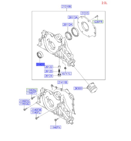 کاسه نمد توسان  Hyundai/KIA Genuine Parts – MOBIS    2142135500 