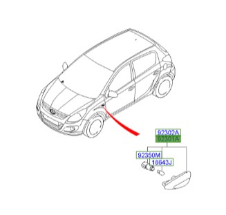 راهنما بغل گلگیر کامل چپ   Hyundai/KIA Genuine Parts – MOBIS   I20    923011J000 