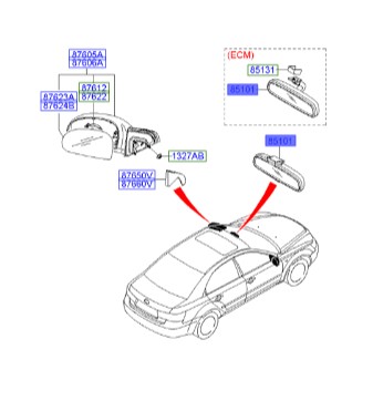 آینه داخل سوناتا  Hyundai/KIA Genuine Parts – MOBIS   851013S000