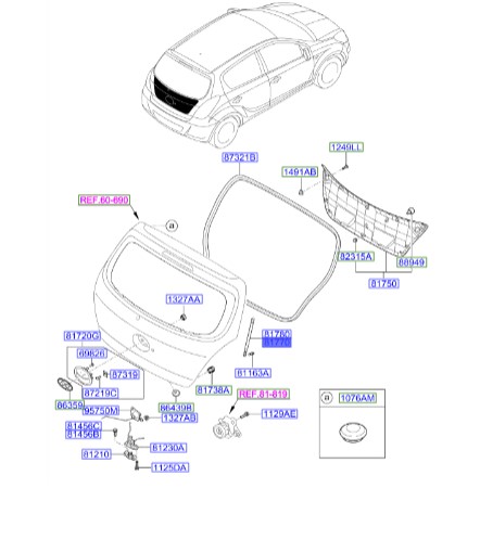 جک درب عقب  Hyundai/KIA Genuine Parts – MOBIS   I20  817701J000 