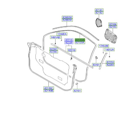 نوار دور درب جلو چپ  کوپه  Hyundai/KIA Genuine Parts – MOBIS  821502C000