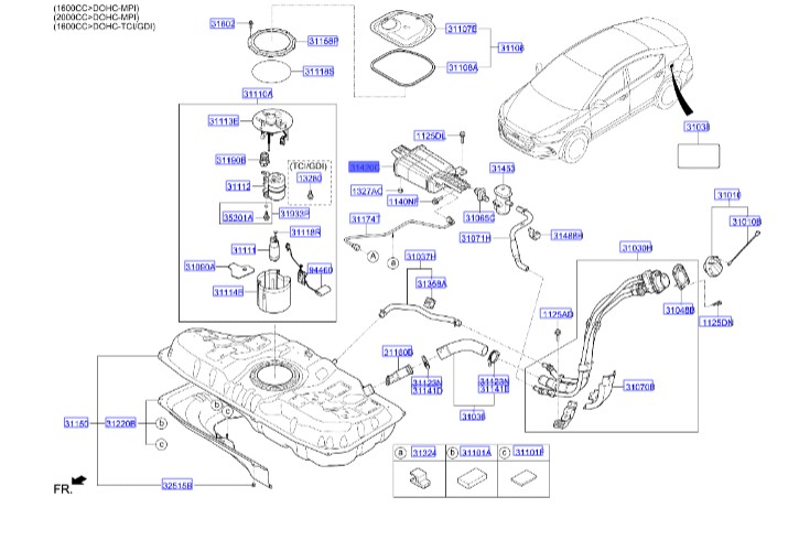 کنیستر بنزین هیوندای النترا   Hyundai/KIA Genuine Parts – MOBIS    31420F2000