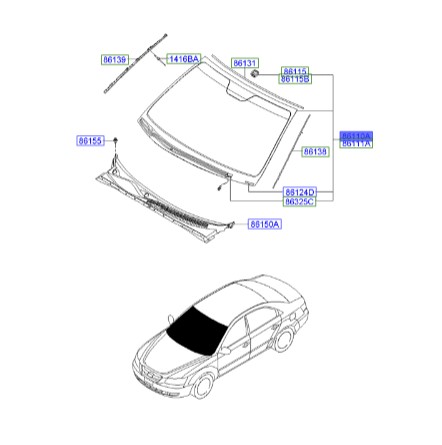 شیشه جلو هیوندای سوناتا Hyundai/KIA Genuine Parts – MOBIS    861103K150