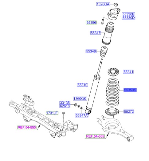 فنر لول عقب هیوندای سوناتا   Hyundai/KIA Genuine Parts – MOBIS    553503K640