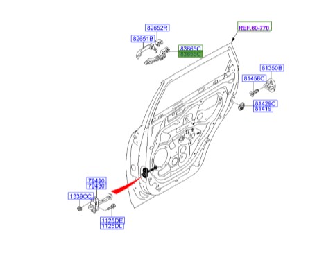 استخوانی دستگیره درب عقب چپ  Hyundai/KIA Genuine Parts – MOBIS   ix55 836553J000 