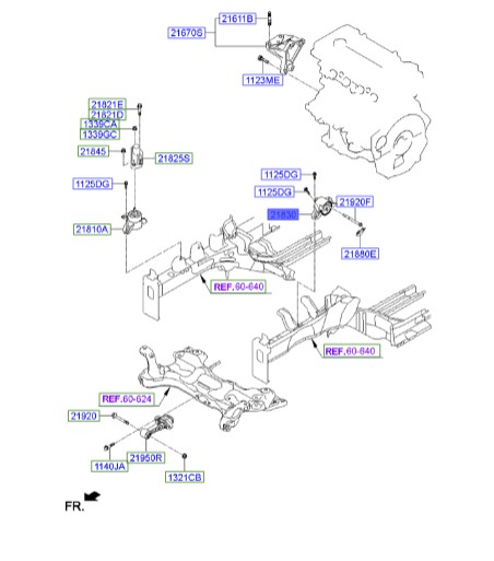 دسته موتور چپ النترا  Hyundai/KIA Genuine Parts – MOBIS   218303X100 