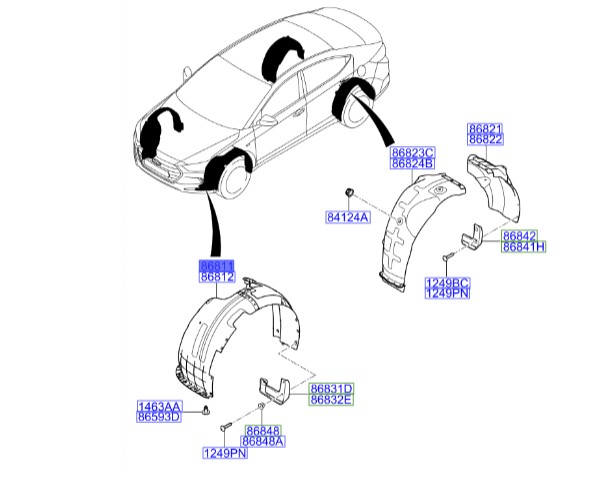 شل گیر جلو چپ النترا  Hyundai/KIA Genuine Parts – MOBIS    86811F2000