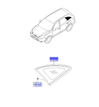 شیشه لچکی عقب چپ Hyundai/KIA Genuine Parts – MOBIS     IX55  878103J020 