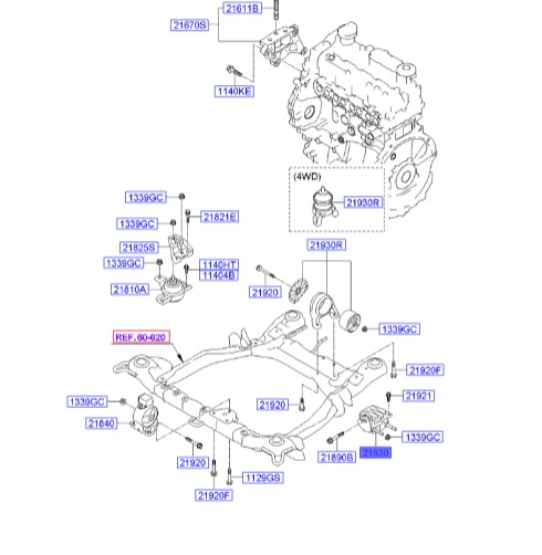 دسته موتور گیربکس هیوندای سانتافه  218302P500