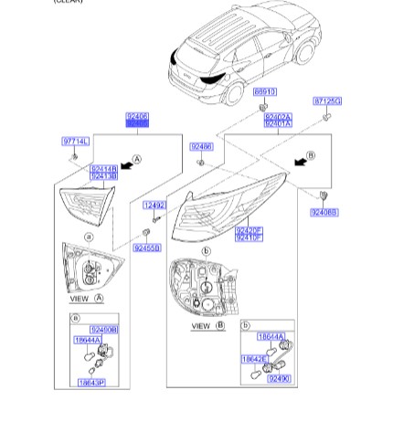 خطر روی صندوق چپ Hyundai/KIA Genuine Parts – MOBIS    IX35  924032S510