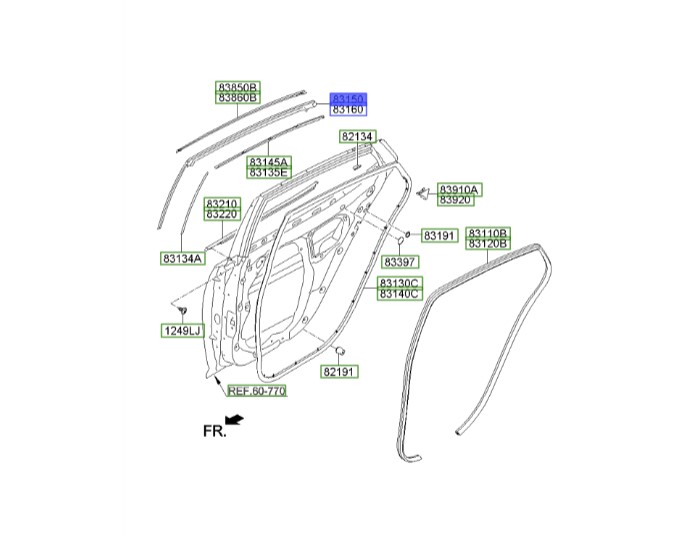 زه بالای درب عقب چپ اپتیما  831502T000| Hyundai/KIA Genuine Parts – MOBIS | اپتیما TF مدل 2011 تا 2015