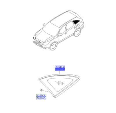 شیشه لچکی عقب چپ هیوندای Hyundai/KIA Genuine Parts – MOBIS     IX55   878203J020