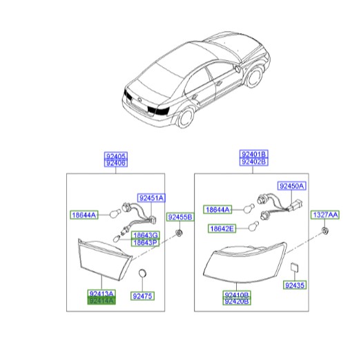 چراغ خطر عقب نیمه روی صندوق راست سوناتا اصلی 924143K000