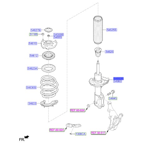 کمک جلو چپ النترا   Hyundai/KIA Genuine Parts – MOBIS    54651F2500 