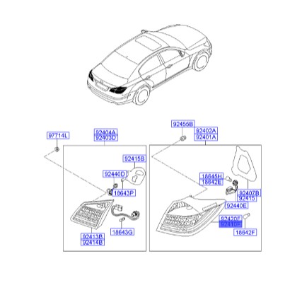 چراغ خطر عقب گلگیر چپ هیوندای جنسیس  Hyundai/KIA Genuine Parts – MOBIS    924103M200