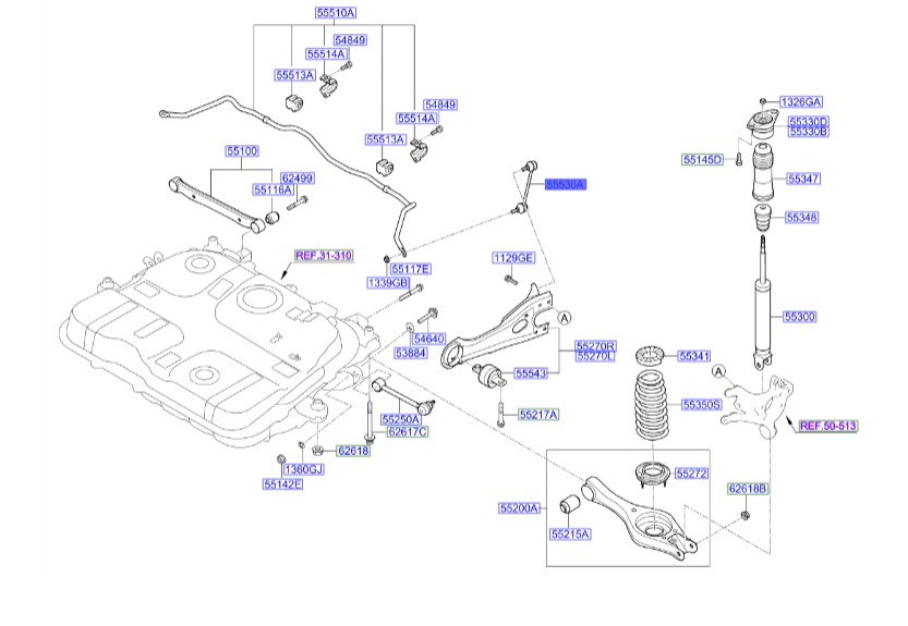 سیبک موجگیر عقب هیوندای کارنز   Hyundai/KIA Genuine Parts – MOBIS   555301D000