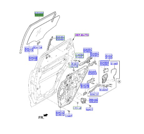 نوار دور شیشه عقب راست سانتافه  Hyundai/KIA Genuine Parts – MOBIS  835402W000