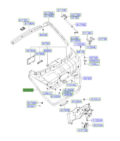 نوار دور درب پشت کوپه fx 873212C000