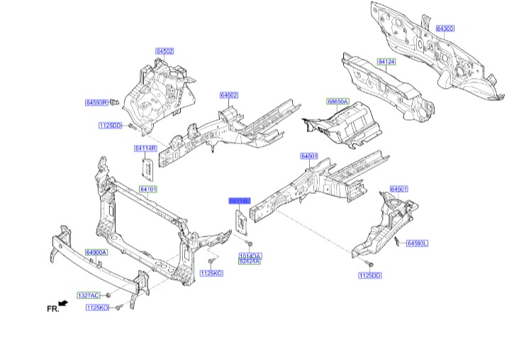 براکت پشت سینی فن چپ توسان  Hyundai/KIA Genuine Parts – MOBIS   64113D3000